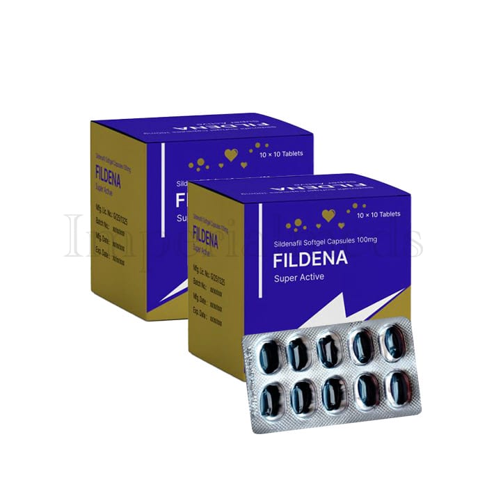 Fildena Super Active 100mg Sildenafil tablet box front view