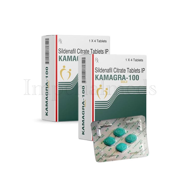 Kamagra Gold 100mg Sildenafil tablet box front view