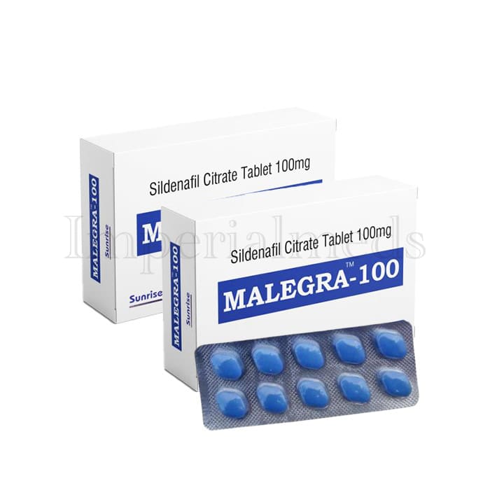 Malegra 100mg Sildenafil tablet box front view