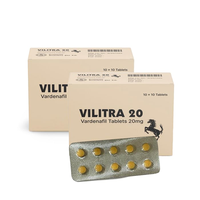Vilitra 20mg Vardenafil tablet box front view